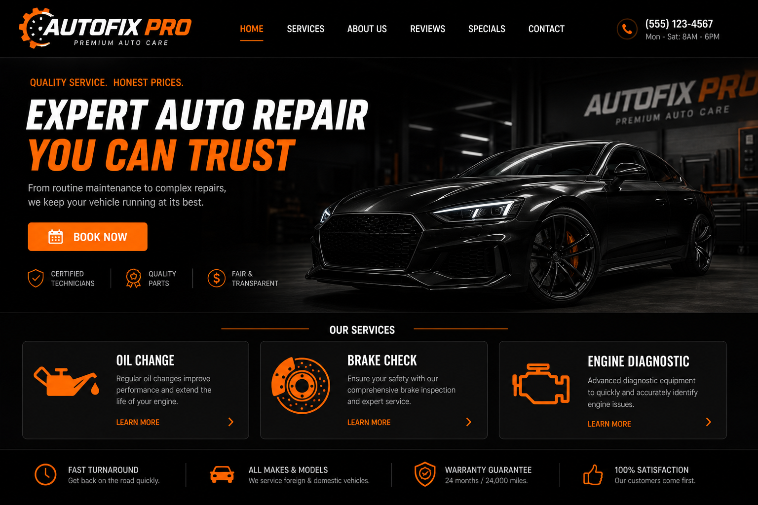 AutoFix Pro — Mechanic Online design
