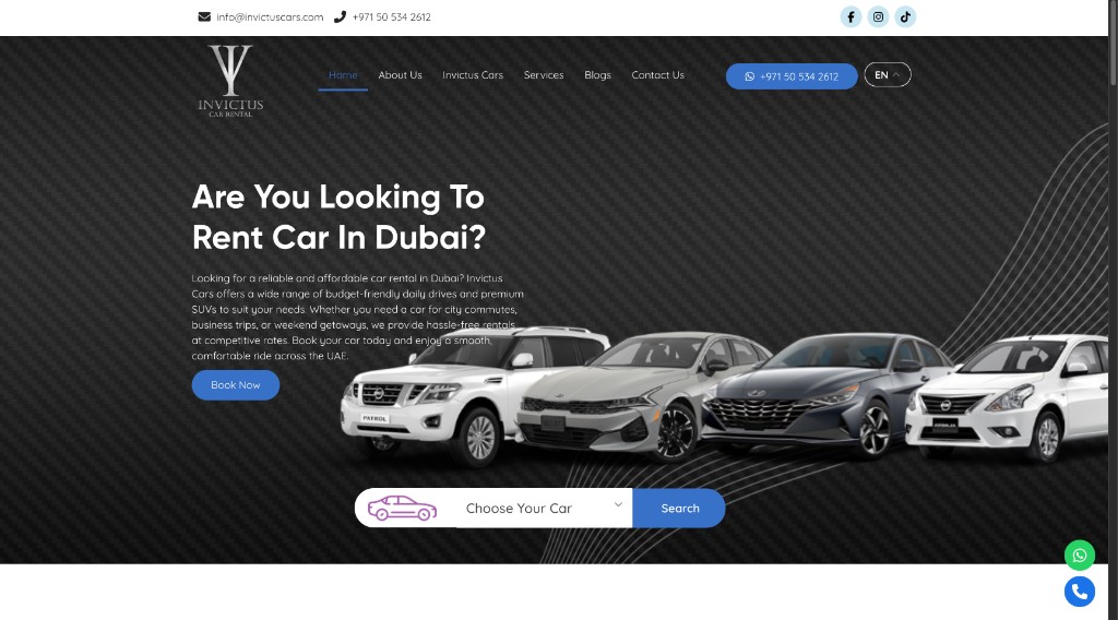 Invictus Car Rental — Website Design