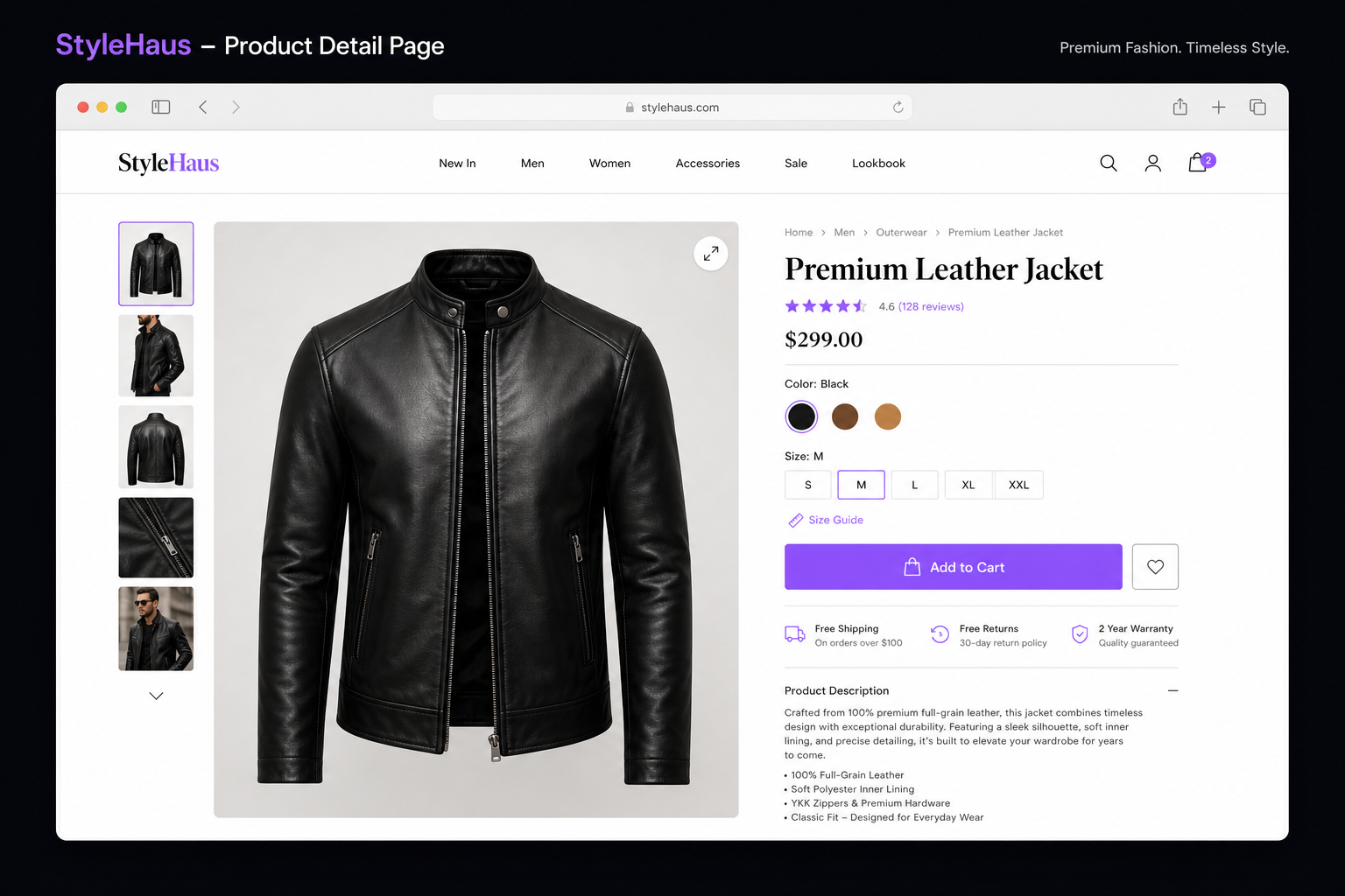 StyleHaus product detail page